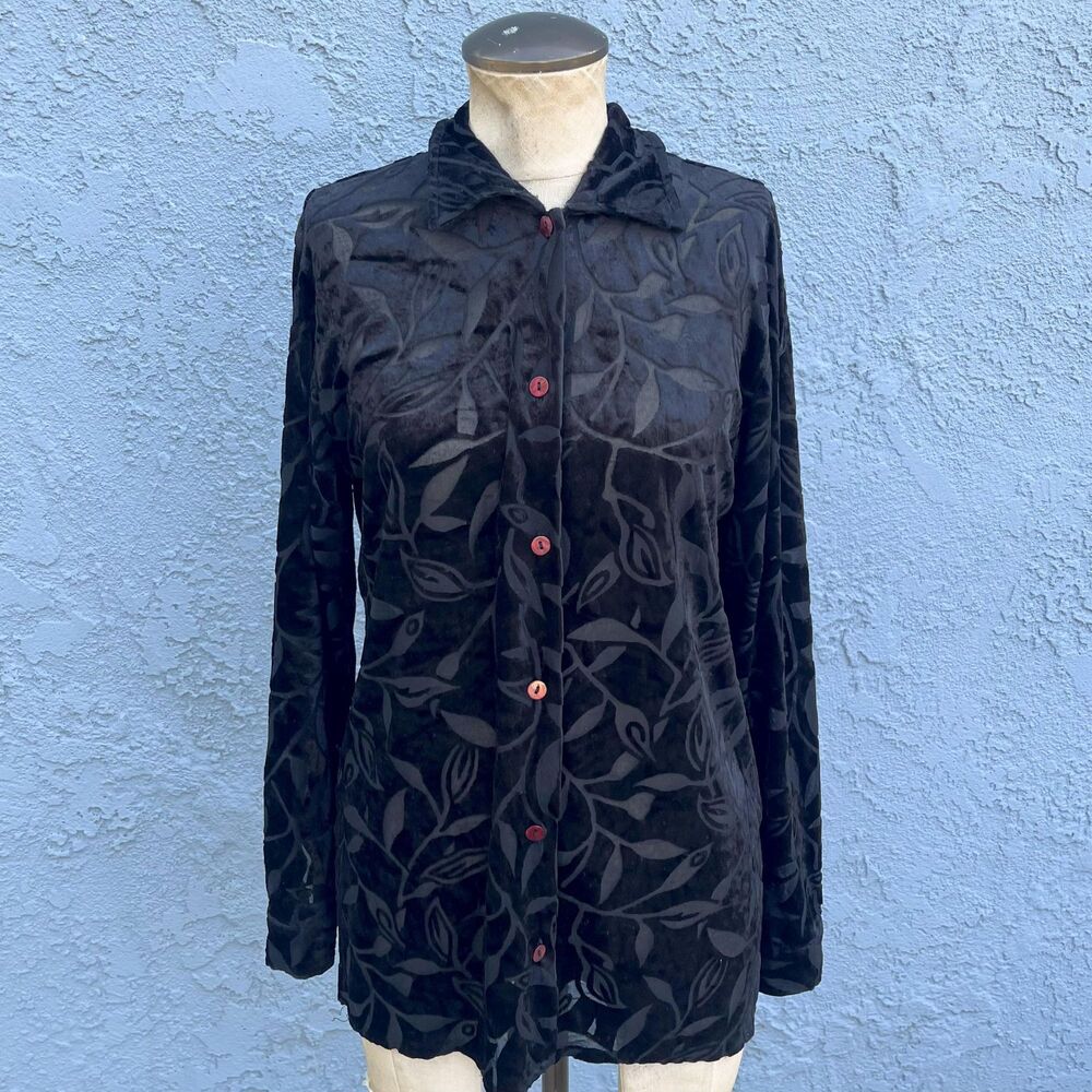 Vintage Velvet Burnout Blouse Size Small 90s Whimsygoth